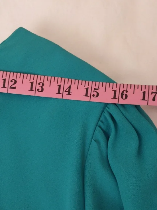 Regina Bianca Vintage 80s Teal Formal Gown Pearl Beaded Cuffs Size 14 - Picture 8 of 12